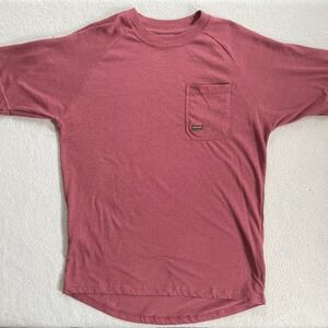 Ariat Rebar T-Shirt Mens Medium Pink Short Sleeve Pocket Work Tee Raglan Western